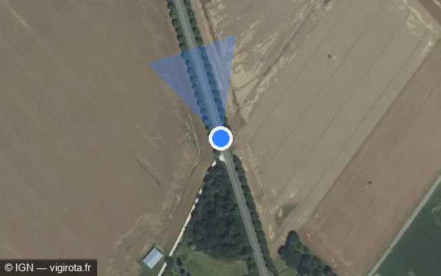 Vue satellite de l'emplacement du radar fixe à Vineuil sur D 956