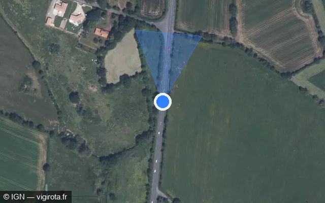 Vue satellite de l'emplacement du radar fixe à Lageon sur D 938