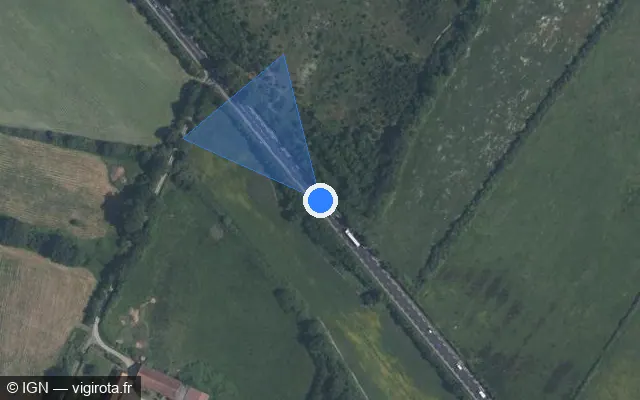 Vue satellite de l'emplacement du radar fixe à Moulismes sur Route Nationale 147 / E 62