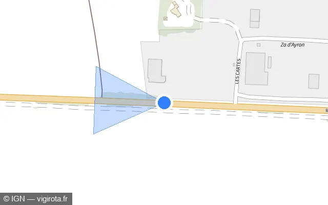 Vue plan de l'emplacement du radar fixe à Ayron sur Avenue de Poitiers / N 149 / E 62