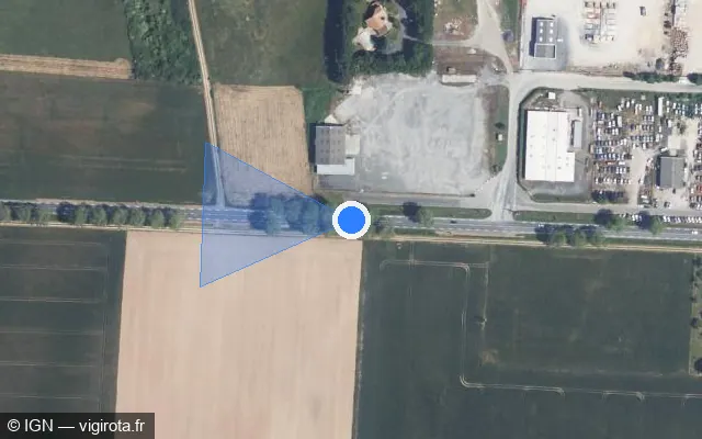Vue satellite de l'emplacement du radar fixe à Ayron sur Avenue de Poitiers / N 149 / E 62