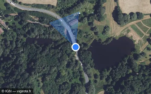Vue satellite de l'emplacement du radar fixe à Nantiat sur N 147