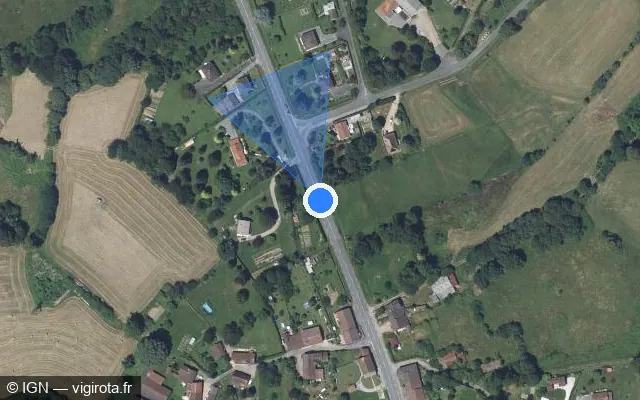 Vue satellite de l'emplacement du radar fixe à Châlus sur Route de Périgueux / N 21