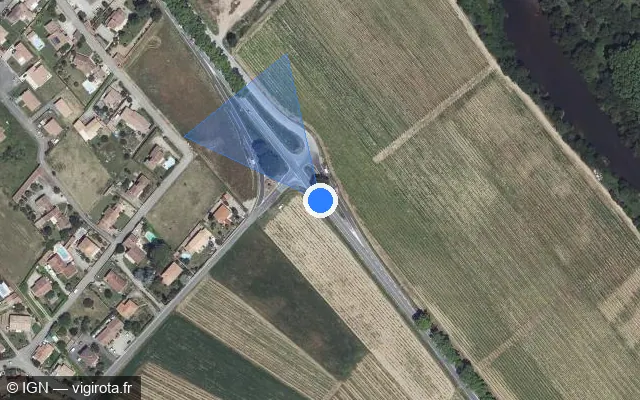 Vue satellite de l'emplacement du radar fixe à Limoux sur D 118