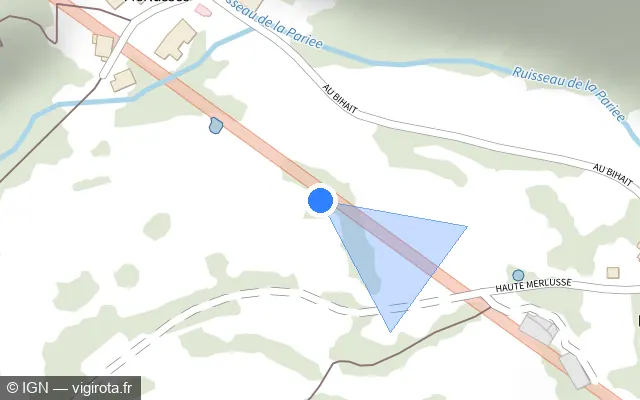 Vue plan de l'emplacement du radar fixe à Lusse sur Tunnel Maurice-Lemaire / N 159