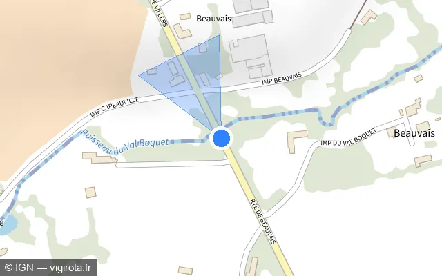 Vue plan de l'emplacement du radar fixe à Longvillers sur Route de Beauvais / D 6