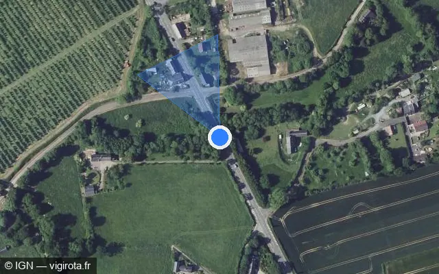 Vue satellite de l'emplacement du radar fixe à Longvillers sur Route de Beauvais / D 6