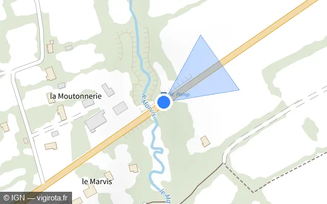 Vue plan de l'emplacement du radar fixe à Virandeville sur D 650