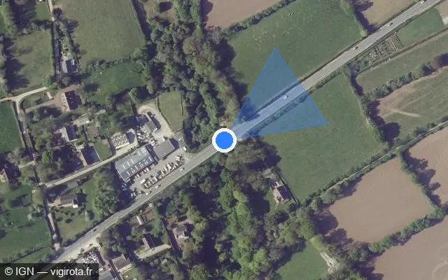 Vue satellite de l'emplacement du radar fixe à Virandeville sur D 650