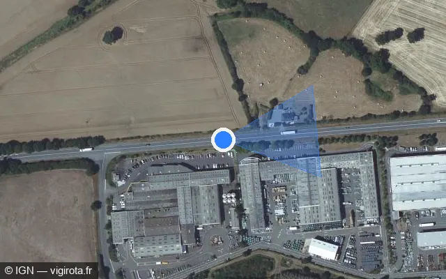 Vue satellite de l'emplacement du radar fixe à Coulans-sur-Gée sur Route Départementale 357 / D 357