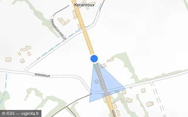 Vue plan de l'emplacement du radar fixe à Dirinon sur D 770