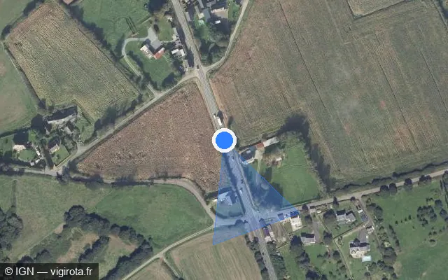 Vue satellite de l'emplacement du radar fixe à Dirinon sur D 770