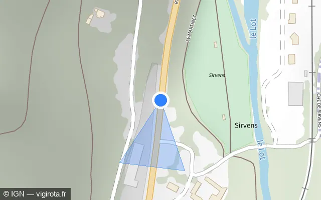 Vue plan de l'emplacement du radar fixe à Mende sur Route de Lyon à Toulouse / N 88