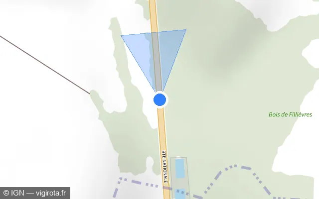 Vue plan de l'emplacement du radar fixe à Nuncq-Hautecôte sur Route Nationale / D 916