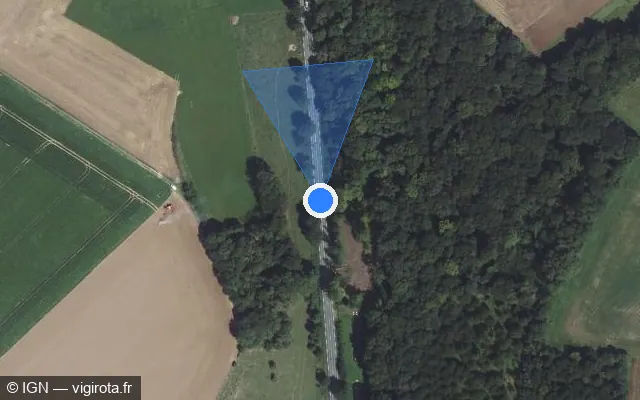 Vue satellite de l'emplacement du radar fixe à Nuncq-Hautecôte sur Route Nationale / D 916
