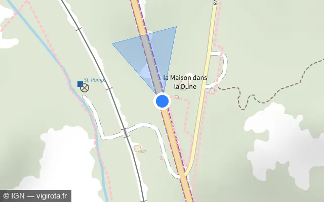 Vue plan de l'emplacement du radar fixe à Camiers sur D 940