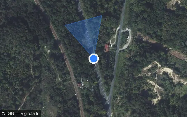 Vue satellite de l'emplacement du radar fixe à Camiers sur D 940