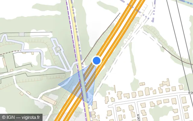 Vue plan de l'emplacement du radar fixe à Mundolsheim sur M 35 / E 25 / Autoroute de l’Est