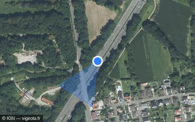 Vue satellite de l'emplacement du radar fixe à Mundolsheim sur M 35 / E 25 / Autoroute de l’Est