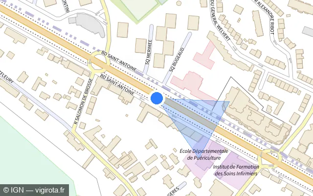 Vue plan de l'emplacement du radar fixe à Le Chesnay-Rocquencourt sur Boulevard Saint-Antoine / D 186