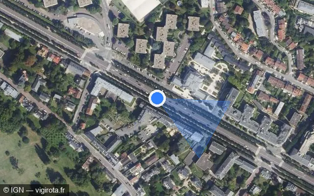 Vue satellite de l'emplacement du radar fixe à Le Chesnay-Rocquencourt sur Boulevard Saint-Antoine / D 186