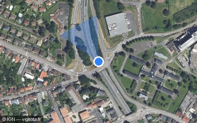 Vue satellite de l'emplacement du radar fixe à Panazol sur A 20 / E 09 / L'Occitane