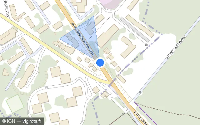 Vue plan de l'emplacement du radar fixe à Poissy sur Avenue du Général Einsenhower / D 190