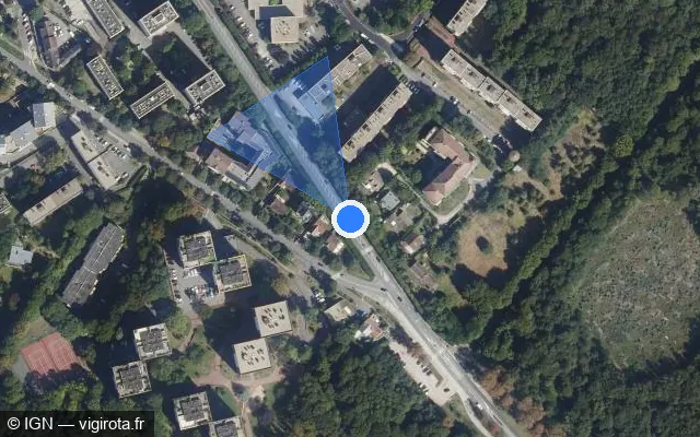 Vue satellite de l'emplacement du radar fixe à Poissy sur Avenue du Général Einsenhower / D 190