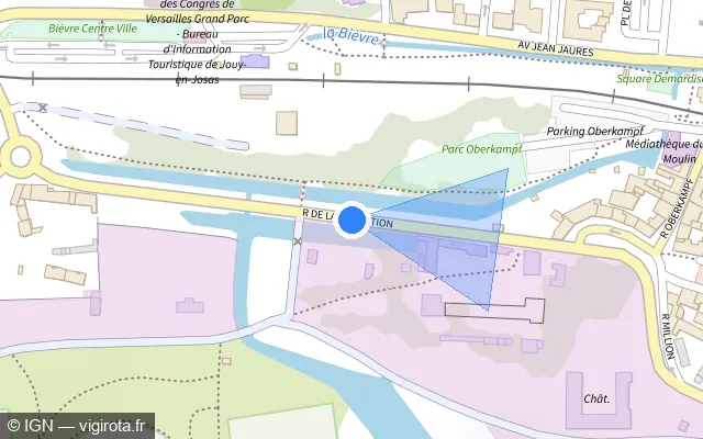 Vue plan de l'emplacement du radar fixe à Jouy-en-Josas sur Rue de la Libération / D 446