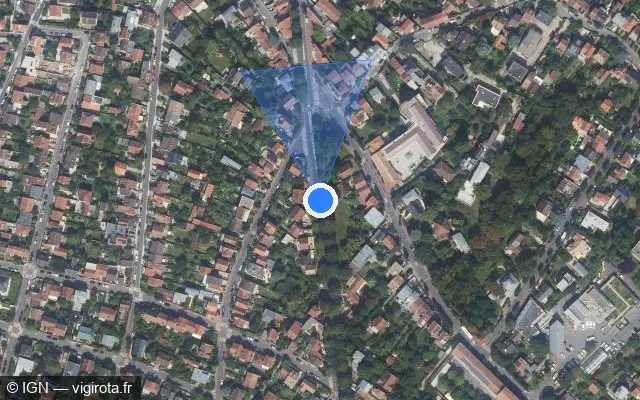 Vue satellite de l'emplacement du radar fixe à Clamart sur Avenue Henri Barbusse / D 2