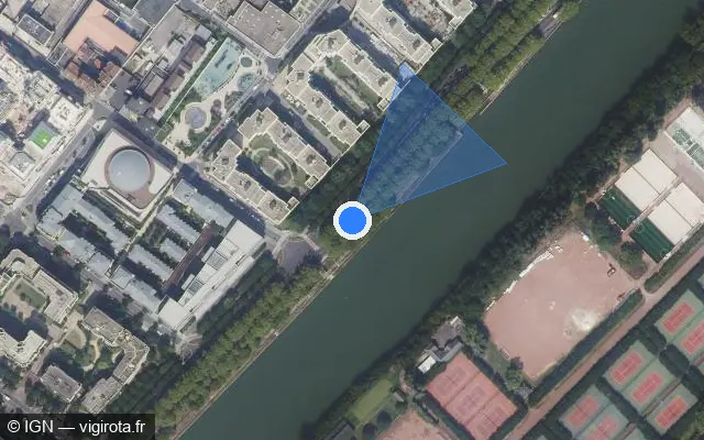 Vue satellite de l'emplacement du radar fixe à Puteaux sur Quai de Dion Bouton / D 7