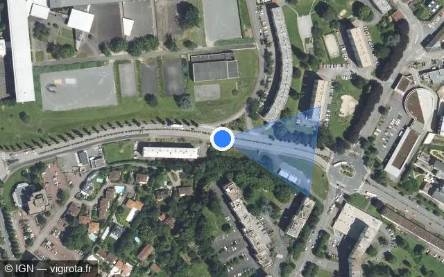 Vue satellite de l'emplacement du radar fixe à Isle sur Boulevard Bel Air