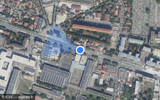 Vue satellite de l'emplacement du radar fixe à Champigny-sur-Marne sur Avenue Roger Salengro / D 4