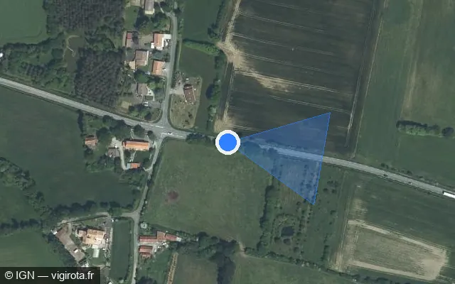 Vue satellite de l'emplacement du radar fixe à Saint-Père-en-Retz sur D 5