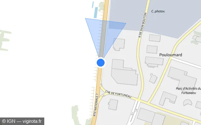 Vue plan de l'emplacement du radar fixe à Montélimar sur N 7