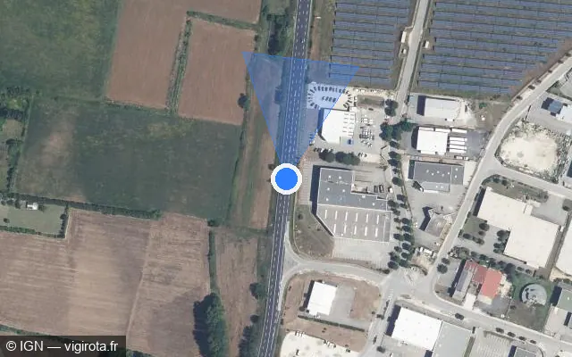 Vue satellite de l'emplacement du radar fixe à Montélimar sur N 7