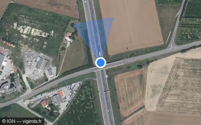 Vue satellite de l'emplacement du radar fixe à Valence sur N 7 / E 713 / Route Nationale 7