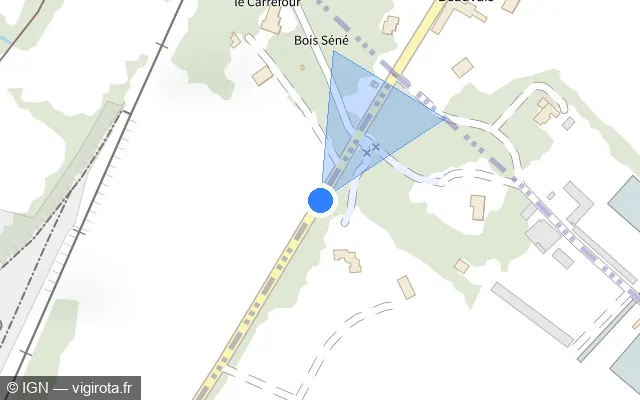 Vue plan de l'emplacement du radar fixe à Verrières-en-Anjou sur D 52