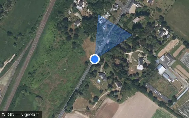 Vue satellite de l'emplacement du radar fixe à Verrières-en-Anjou sur D 52