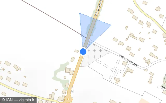 Vue plan de l'emplacement du radar fixe à Le Coudray-Macouard sur Route Nationale / D 347