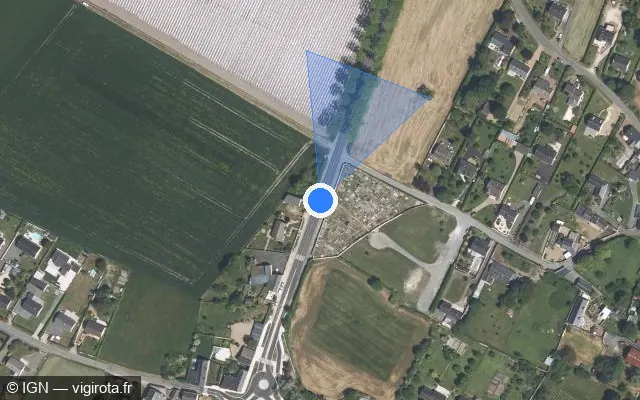 Vue satellite de l'emplacement du radar fixe à Le Coudray-Macouard sur Route Nationale / D 347