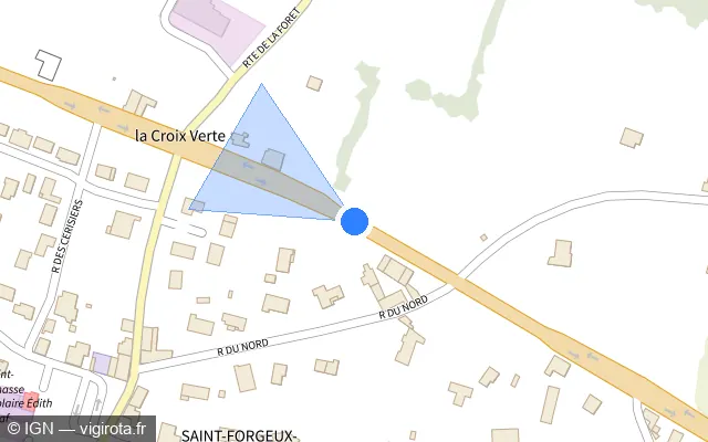 Vue plan de l'emplacement du radar fixe à Saint-Forgeux-Lespinasse sur Route de Paris / N 7