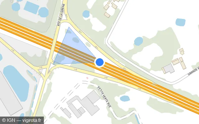 Vue plan de l'emplacement du radar fixe à Bailleul sur A 25 / E 42 / Autoroute vers la Mer