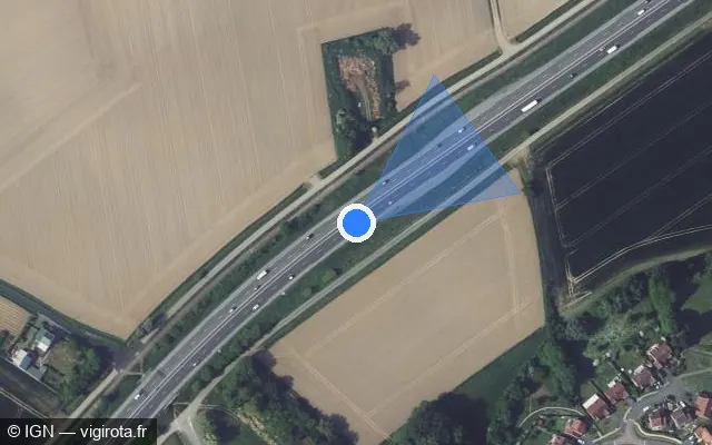 Vue satellite de l'emplacement du radar fixe à Wicres sur N 41 / Rocade des Weppes