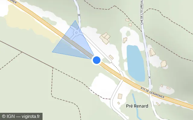 Vue plan de l'emplacement du radar fixe à Épinal sur Route de Gérardmer / D 11