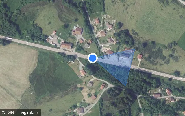 Vue satellite de l'emplacement du radar fixe à Liézey sur Route d'Épinal / D 417