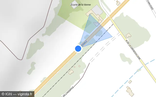 Vue plan de l'emplacement du radar fixe à Pont-sur-Vanne sur Route Nationale 60 / D 660