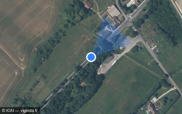Vue satellite de l'emplacement du radar fixe à Pont-sur-Vanne sur Route Nationale 60 / D 660