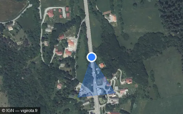 Vue satellite de l'emplacement du radar fixe à Gap sur Route Napoléon / N 85