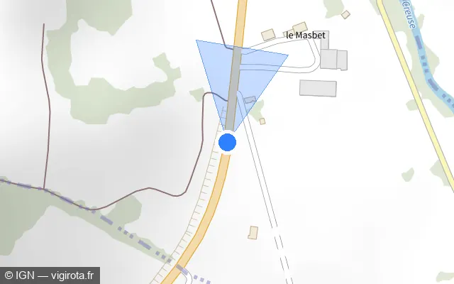 Vue plan de l'emplacement du radar fixe à Saint-Quentin-la-Chabanne sur Route de Tulle / D 982